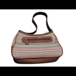 Liz Claiborne Handbag Small Striped 4 Pocket Shoulder Strap Summer Preppy GND